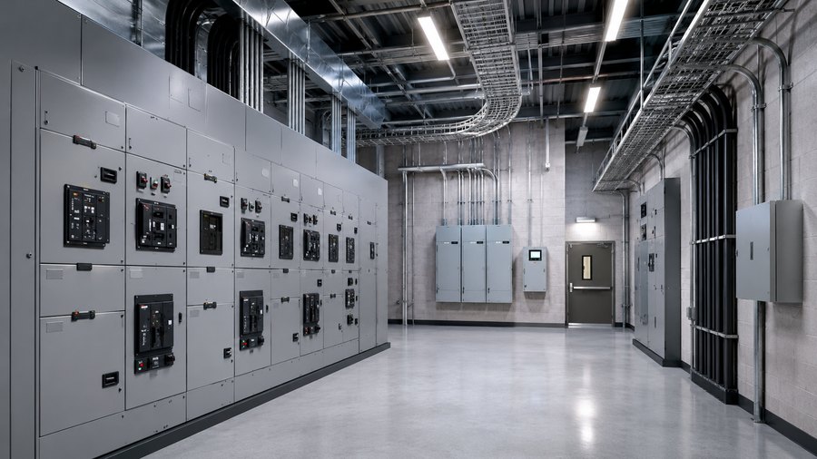 Commercial electrical room used for electrical study and coordination work