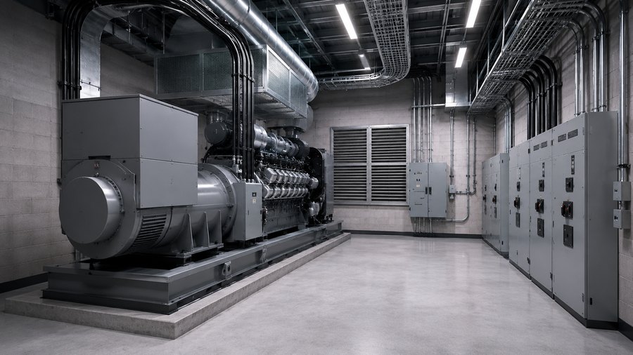 Architect-style visual of a finished generator and emergency power room